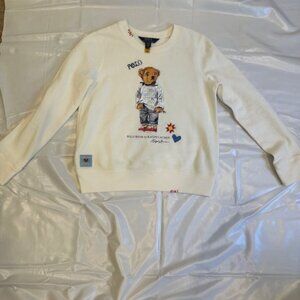 Kids Polo Ralph Lauren fleece sweatshirt white with bear 12/14yo